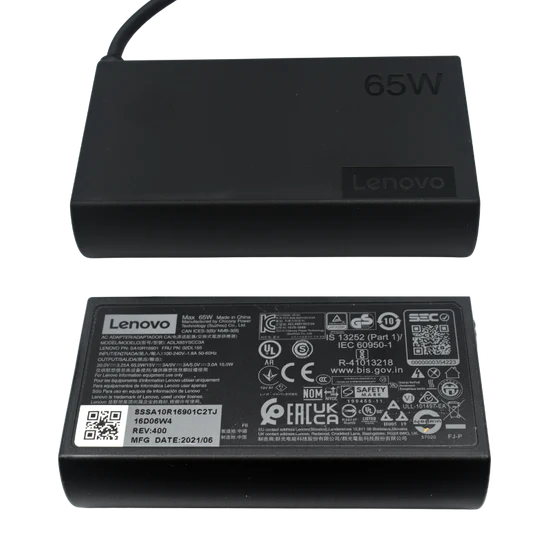ADLX65YSCC2A Cargador Original Lenovo USB TIPO C 65W 3.25a 20V ENTRADA 3 POLOS / Terminales Trebol (Mickey) *Cable corriente se vende por separado
