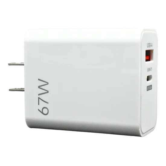 EKG-67W Cargador de Pared GaN 67W 2 Puertos Tipo USB C + USB A