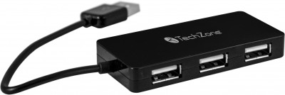 Hub USB TECHZONE TZ17HUB02, USB, Negro, 4 puertos