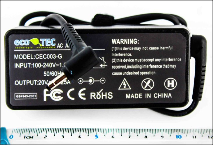 Cargador Compatible Lenovo 20V 2.255A ECO TEC, TIP 4.0*1.7, 45W