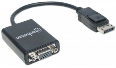 Adaptador Displayport a VGA MANHATTAN 151962, Negro, DisplayPort, VGA