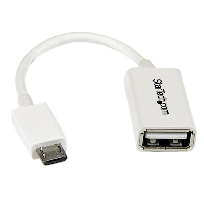CABLE ADAPTADOR MICROUSB A USB ADAP OTG BLANCO 12CM MACHO A HEMBRA .